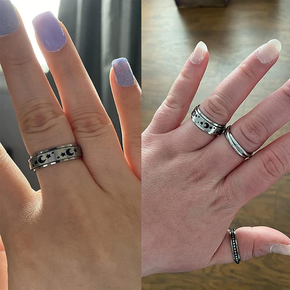 Anxiety Ring Fidget Ring for Anxiety Spinner Ring for Anxiety anti Anxiety Rings for Women Anxiety Rings Spinner Women Stress Rings Figet Rings Silver Size 8