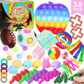 38Pcs Fidget Toys, Fidget Popits Pack Popper Mini Bulk Toy Set for Girls Boys, Treasure Chest Classroom Prizes Party Favors for Kids 8-12, Popit Dimple Sensory Toys Box for Autistic ADHD Kids Adults