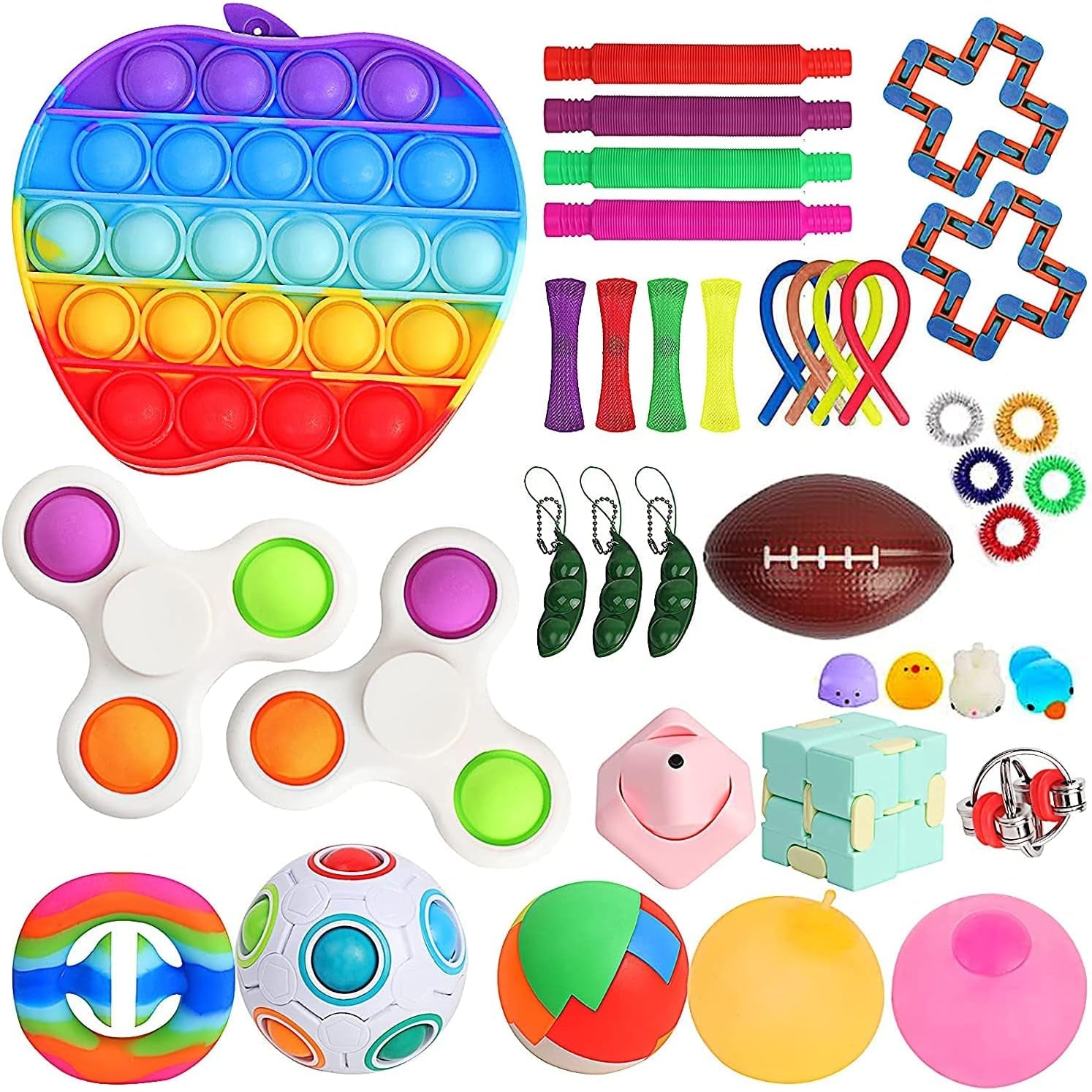 38Pcs Fidget Toys, Fidget Popits Pack Popper Mini Bulk Toy Set for Girls Boys, Treasure Chest Classroom Prizes Party Favors for Kids 8-12, Popit Dimple Sensory Toys Box for Autistic ADHD Kids Adults