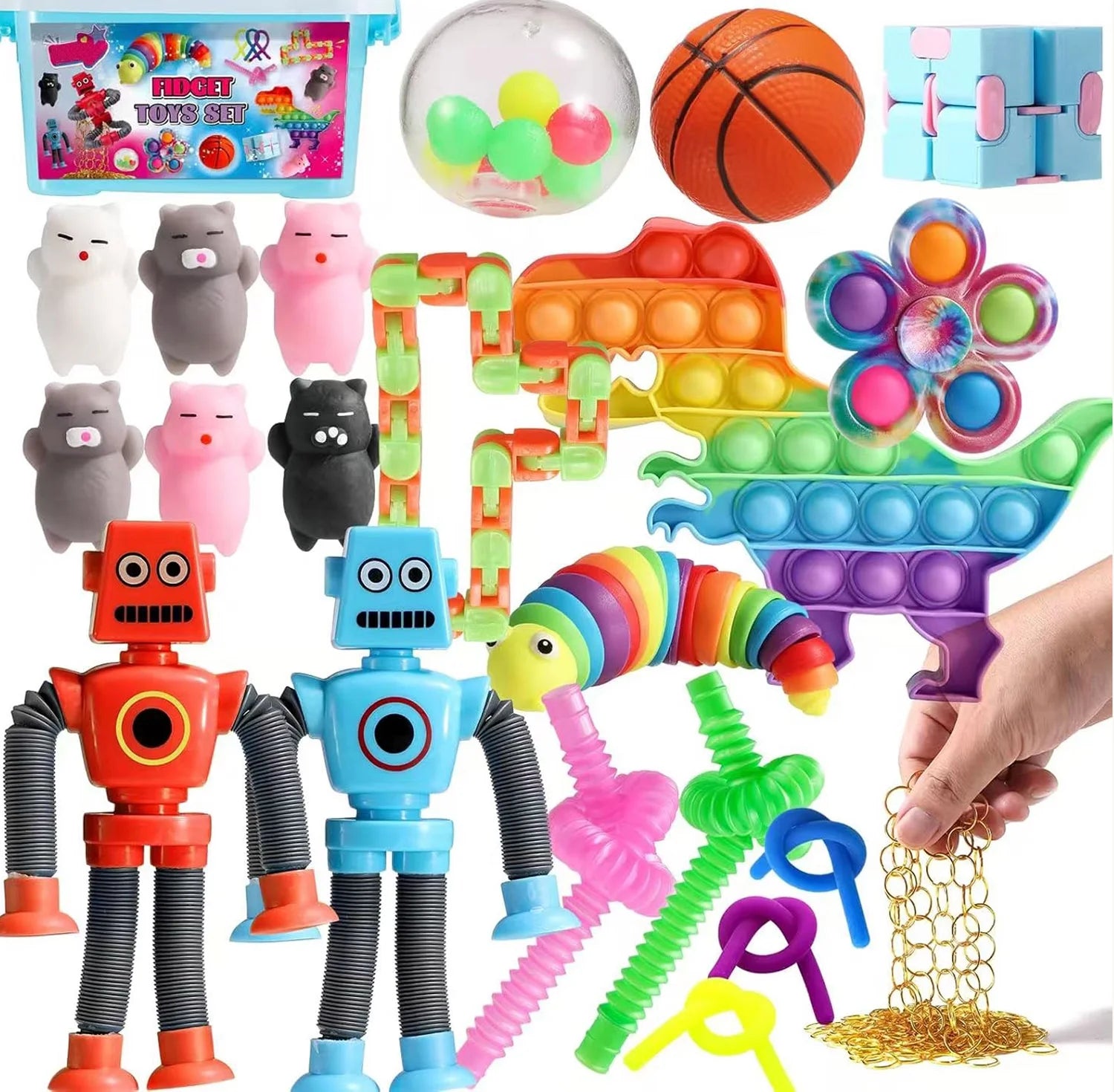 Fidget Toys Pack, Party Favors Gift Autistic ADHD Toys Classroom Prizes Travel Camping with Portable Case.