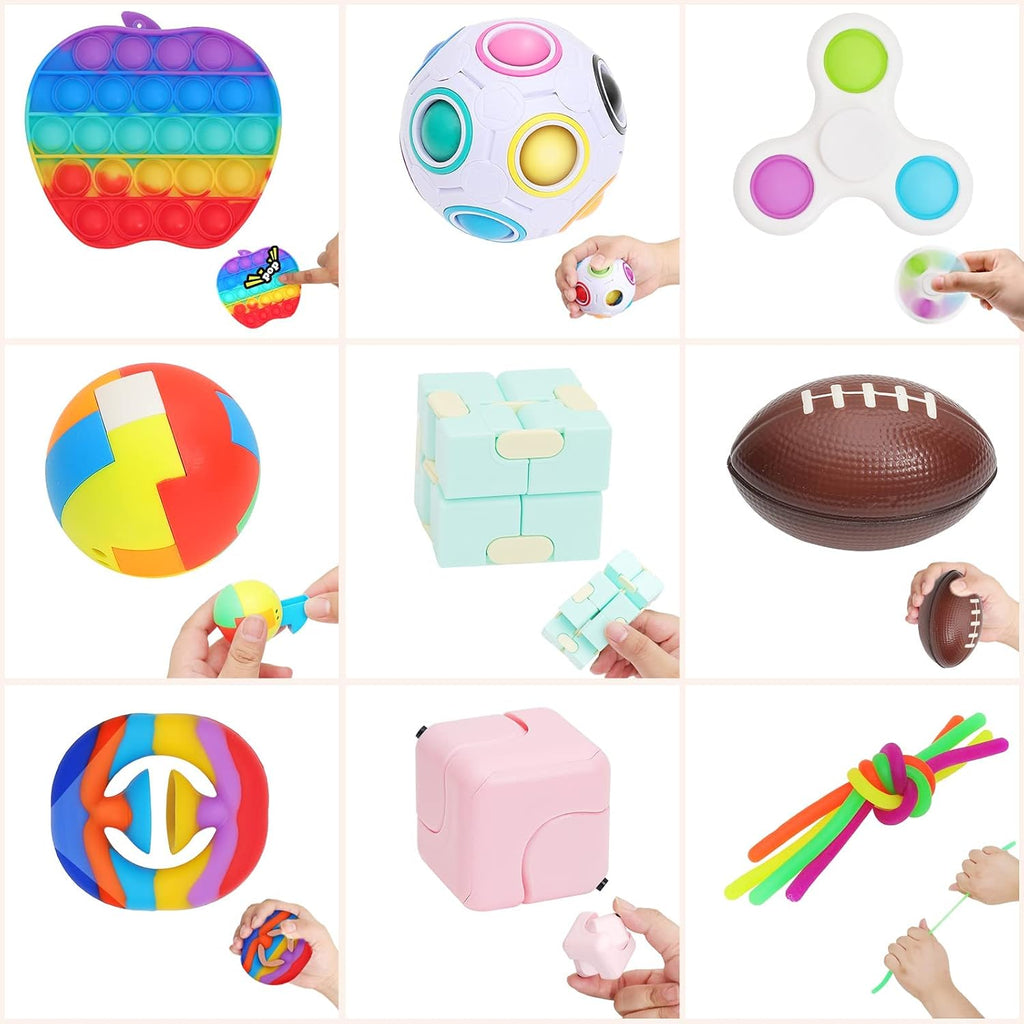 38Pcs Fidget Toys, Fidget Popits Pack Popper Mini Bulk Toy Set for Girls Boys, Treasure Chest Classroom Prizes Party Favors for Kids 8-12, Popit Dimple Sensory Toys Box for Autistic ADHD Kids Adults