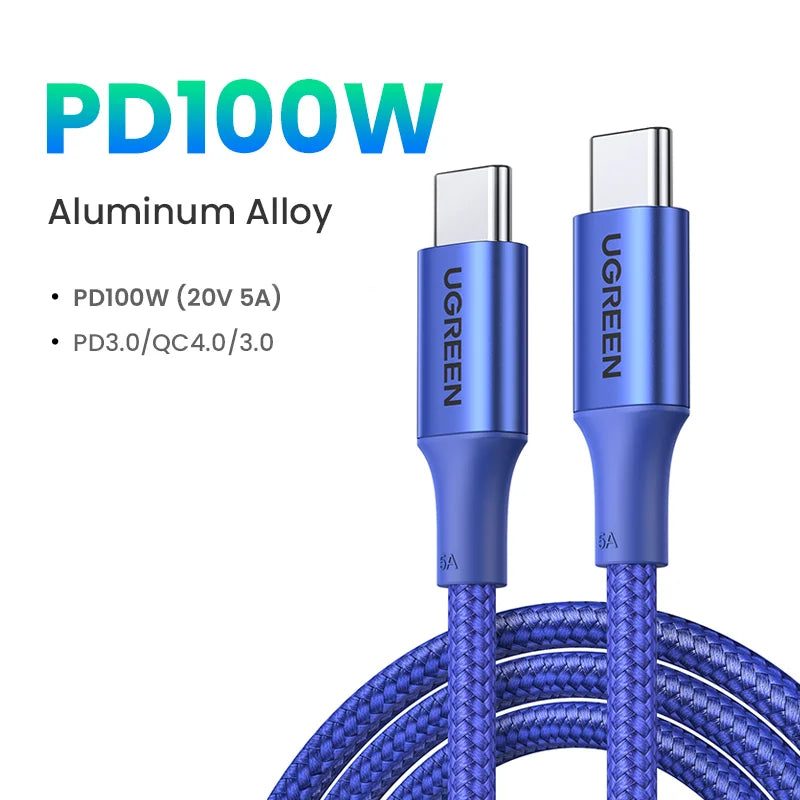 USB Cable PD100W USB C to Type C Fast Charger Cable for Xiaomi Samsung Macbook Ipad 5A Mobile Phone Cord USB Cable Type C