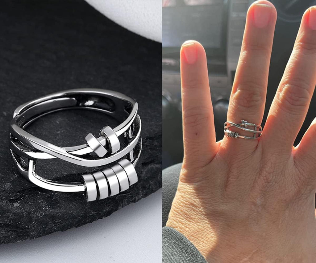 Anxiety Ring Fidget Ring for Anxiety Spinner Ring for Anxiety anti Anxiety Rings for Women Anxiety Rings Spinner Women Stress Rings Figet Rings Silver Size 8