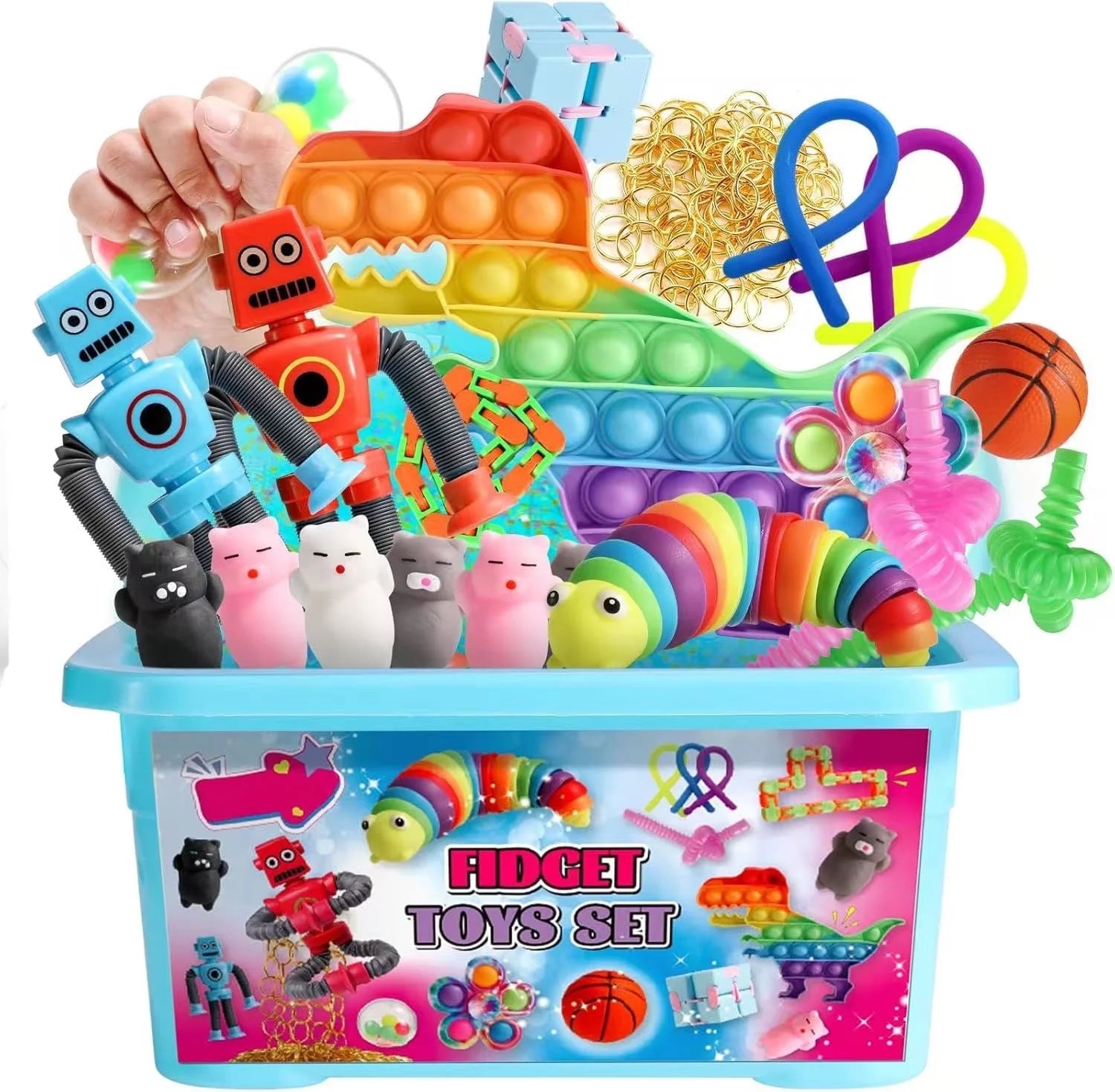 Fidget Toys Pack, Party Favors Gift Autistic ADHD Toys Classroom Prizes Travel Camping with Portable Case.