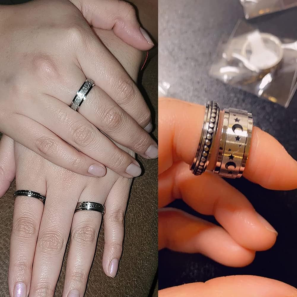 Anxiety Ring Fidget Ring for Anxiety Spinner Ring for Anxiety anti Anxiety Rings for Women Anxiety Rings Spinner Women Stress Rings Figet Rings Silver Size 8