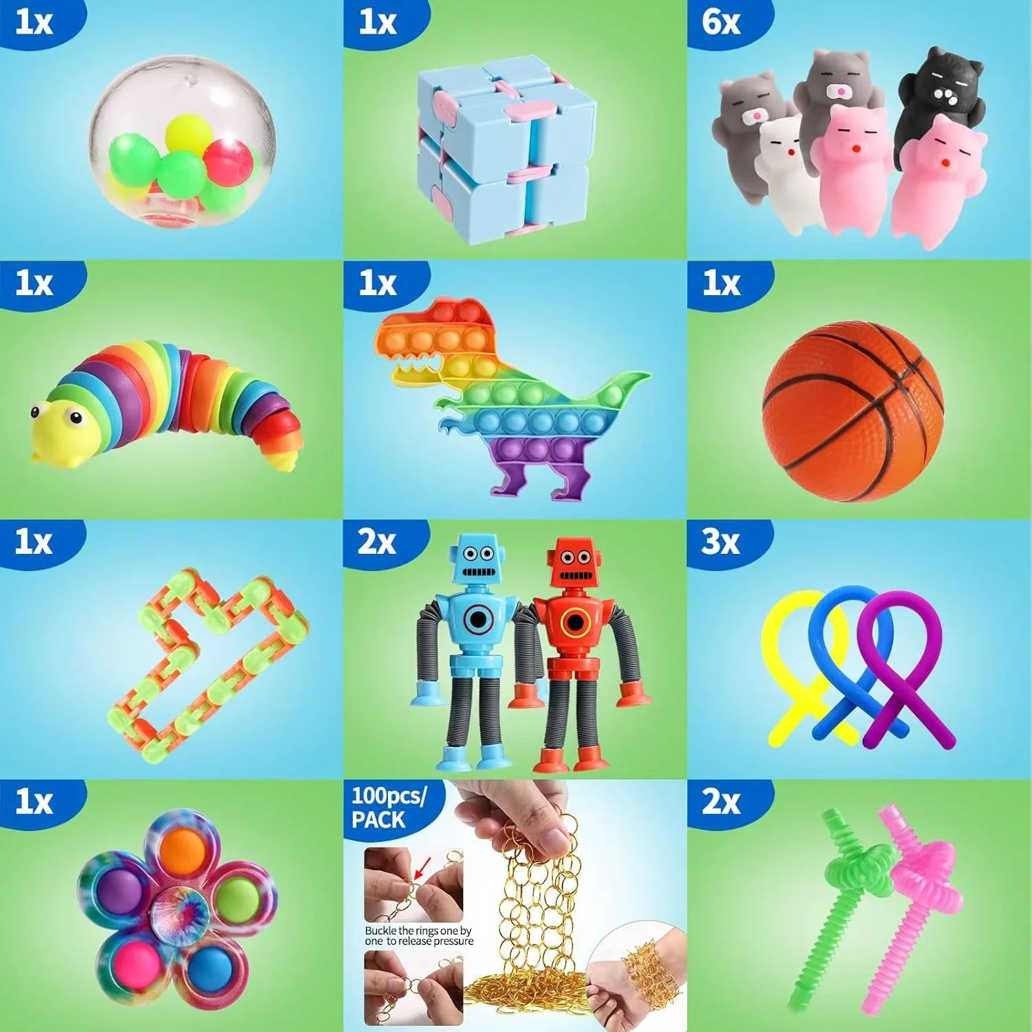 Fidget Toys Pack, Party Favors Gift Autistic ADHD Toys Classroom Prizes Travel Camping with Portable Case.
