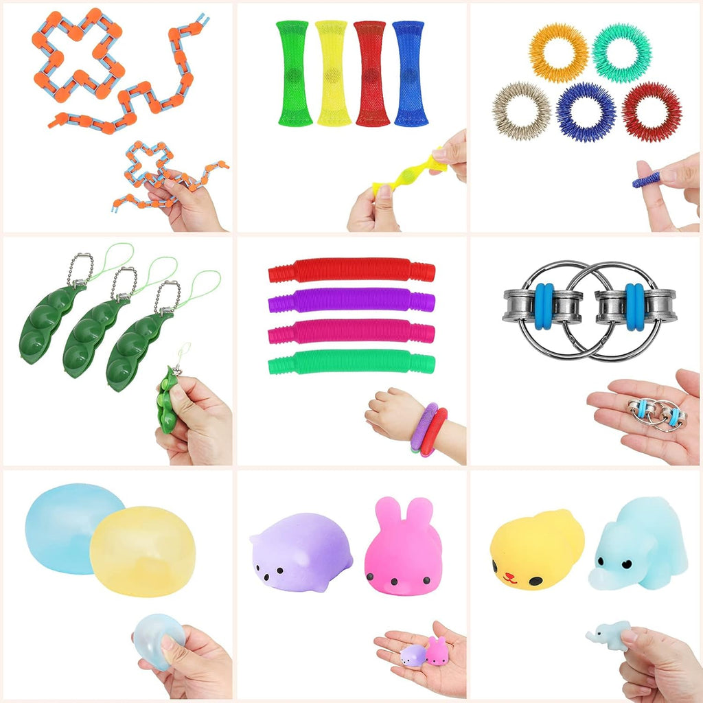 38Pcs Fidget Toys, Fidget Popits Pack Popper Mini Bulk Toy Set for Girls Boys, Treasure Chest Classroom Prizes Party Favors for Kids 8-12, Popit Dimple Sensory Toys Box for Autistic ADHD Kids Adults